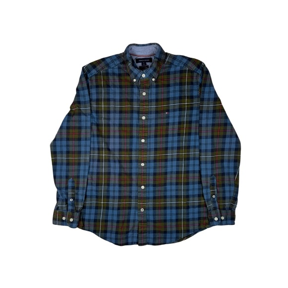 Tommy Hilfiger Blue and Gray Plaid Shirt - Picture 1 of 9